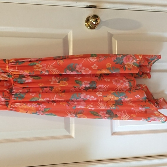 Orange floral pattern spaghetti strap H&M size 12-14A - Picture 2 of 6